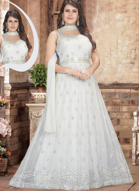 White Colour N F GOWN 020 Heavy Festive Wear Designer Readymade Collection N F G 672 WHITE